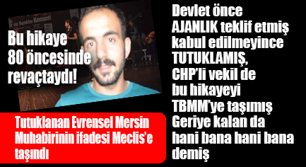 TUTUKLANAN EVRENSEL MERSİN MUHABİRİNİN İDDİASINI CHP’Lİ YARKADAŞ MECLİS’E TAŞIDI