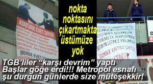 ATATÜRK’LÜ EVET PANKARTININ YERİNE “KARŞI” PANKART ASILDI