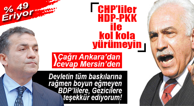 PERİNÇEK’İN CHP’YE PKK UYARISININ ARDINDAN CHP MERSİN’DEN BDP’YE SELAM