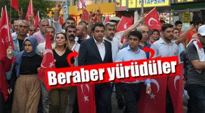 AK PARTİ VE MHP İL BAŞKANLARI YAN YANA YÜRÜDÜ