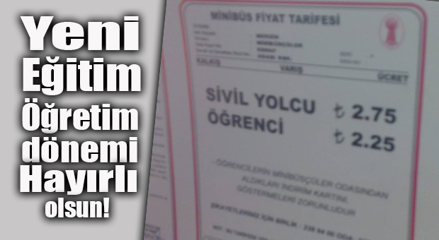 MERSİN’DE DOLMUŞ ÜCRETLERİ ZAMLANDI