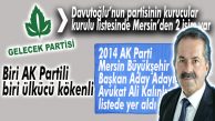 DAVUTOĞLU’NUN PARTİSİNİN KURUCULAR KURULUNDA 2 MERSİNLİ VAR