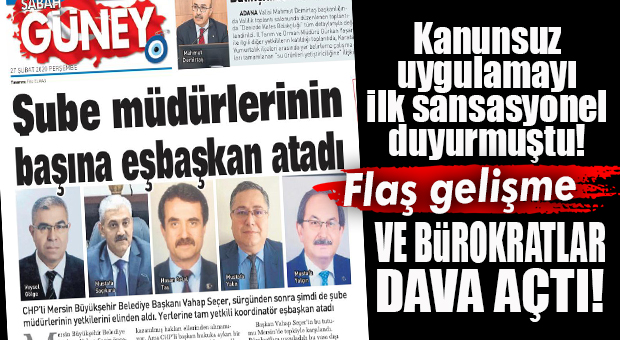 SANSASYONEL’İN GÜNDEME TAŞIDIĞI BÜYÜKŞEHİR’DEKİ “EŞBAŞKANLAR” SABAH GAZETESİ’NİN MANŞETİNDE