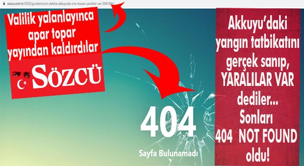 VALİLİK YALANLADI, SÖZCÜ GAZETESİ APAR TOPAR YAYINDAN KALDIRDI