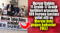 TABİP ODASI AÇIKLADI: MERSİN’DE GÜNDE MİNİMUM 20 VATANDAŞ VEFAT EDİYOR!