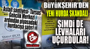 BÜYÜKŞEHİR’DEN YENİ BİR HURDA SKANDALI DAHA… VİNİLLERİN TAKILDIĞI LEVHALARIN DA ÜFÜRÜLDÜĞÜ HABERİ PATLADI