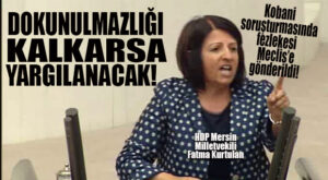 HDP’Lİ KURTULAN’IN KOBANİ FEZLEKESİ MECLİS’E GÖNDERİLDİ!
