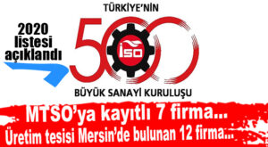 İSO’NUN EN BÜYÜK İLK 500 SANAYİ KURULUŞU LİSTESİNDE MERSİN MERKEZLİ 7 FİRMA YER ALDI