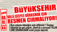 FLAŞ…FLAŞ…FLAŞ… CHP’Lİ BÜYÜKŞEHİR, 1 TEMMUZ İÇİN KISA ÇALIŞMA ÖDENEĞİNE SEVK ETTİĞİ İŞÇİLERİN AKIBETİNİ BELİRLEDİ