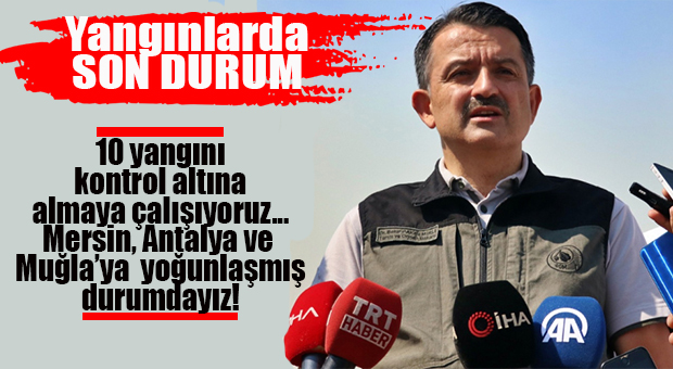 BAKAN PAKDEMİRLİ: “101 YANGINDAN 91’İNİ KONTROL ALTINA ALDIK! ÖZELLİKLE MERSİN, ANTALYA VE MUĞLA’YA YOĞUNLAŞTIK!”