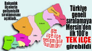 MERSİN’İN İLÇELERİ NE KADAR “GELİŞMİŞ?” İŞTE SIRALAMADAKİ YERLERİ: