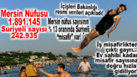 GÖÇ İDARESİ AÇIKLADI: MERSİN NÜFUSUNUN YÜZDE 12,85’İ KADAR MERSİN’DE SURİYELİ VAR!