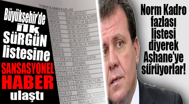 CHP’Lİ BÜYÜKŞEHİR NORM KADRO FAZLASI LİSTESİ DİYEREK, SÜRGÜNE DE BAŞLADI: İLK LİSTE ENGELLİLER’DE
