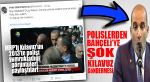 BAHÇELİ KONUŞTU, POLİSLER MHP’Lİ KILAVUZ ÜZERİNDEN GÖNDERME YAPTI: KILAVUZ’UN POLİSE YUMRUK ATTIĞI GÖRÜNTÜLERİ PAYLAŞTILAR!