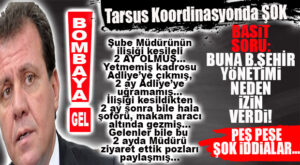 YOK ARTIK! BOMBAYA GEL: TARSUS KOORDİNASYON MÜDÜRÜ İKEN 2 AY ÖNCE İLİŞİĞİ KESİLEREK, ADLİYE’DEKİ GÖREVİNE DÖNMESİ GEREKEN YETGİN, 2 AY USULSÜZCE BELEDİYENİN TÜM İMKANLARINDAN NASIL YARARLANDI, ADLİYE’YE DE BU 2 AY HİÇ UĞRAMADI İYİ Mİ?