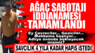 AĞAÇ SABOTAJI İDDİANAMESİ TAMAMLANDI: 1 YILDAN 4 YILA KADAR HAPİS İSTENDİ!