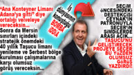 SEÇER “ANA KONTEYNER LİMANI MERSİN’E KURULSUN” DERKEN, AYNI ÖZELLİKTEKİ TAŞUCU LİMANI YENİLEME PROJESİ İÇİN NEDEN OLUMSUZ GÖRÜŞ BİLDİRDİ? İDDİA KARŞISINDA ŞOK OLACAKSINIZ!