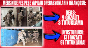 MERSİN’DE 3 DEAŞ’LI TUTUKLANDI, 97 TORBACI DA CEZAEVİNE GÖNDERİLDİ! İŞTE OPERASYONLARIN BİLANÇOSU…