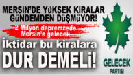 GELECEK PARTİSİ MERSİN’DEN ÇAĞRI: “KİRALAR YÜKSELİYOR İKTİDAR BUNA DUR DEMELİ!”