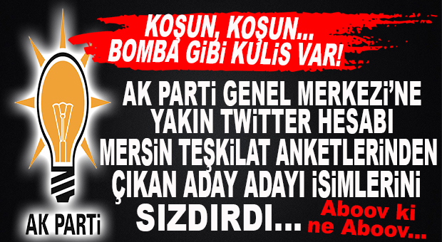 AK PARTİ MERSİN ADAY ANKETLERİ TWİTTER’DA SIZDIRILDI… HEM DE GENEL MERKEZE YAKIN HESAPLARDAN!