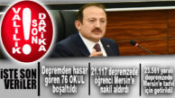VALİLİK’TEN SON DAKİKA: 76 OKUL BOŞALTILDI, DEPREMZEDE 21.117 ÖĞRENCİ NAKİL ALDIRDI, 23.561 YARALI DEPREMZEDE MERSİN’DE TEDAVİ ALTINA ALINDI!