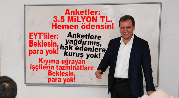 SEÇER’DEN GENEL SİYASET ANKETLERİNE YILLIK 3,5 MİLYON TL… BELEDİYENİN PARASI NASIL DA ÇARÇUR EDİLMİŞ!!