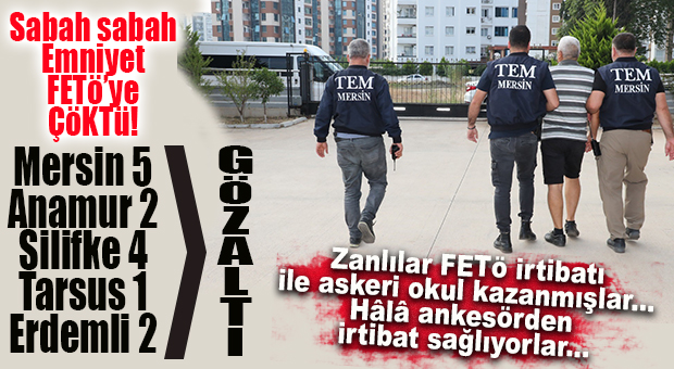 MERSİN’DE FETÖ’NÜN ASKERİ YAPILANMASINA YÖNELİK OPERASYON: 12 GÖZALTI