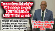İYİ PARTİLİ KOCAMAZ, TARIM BAKANI YUMAKLI’YA SORDU: “2022’DEN BU YANA MERSİN’E NE KADARLIK, NE YATIRIM YAPTINIZ? 2023 İÇİNDE MERSİN’DE AÇMAYI DÜŞÜNDÜĞÜNÜZ KAMU YATIRIMI VAR MI?”