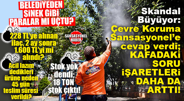 OLAYA GEL… ÇEVRE KORUMA’DAN AÇIKLAMA GELDİ, TARTIŞMALAR İYİCE ALEVLENDİ: SİNEK İLACI SKANDALINDA ÇEVRE KORUMA’NIN AÇIKLAMASI SORULARI DAHA DA KATLADI! ŞOK… AÇIK İHALEDE LİTRESİ 228 TL’DEN ALINAN İLAÇ, DAVET USULÜ İHALEYLE LİTRESİ 1.600 TL DEN Mİ ALINDI?