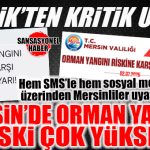 AMAN DİKKAT! VALİLİKTEN KRİTİK UYARI: “MERSİN’DE ORMAN YANGINI RİSKİ ÇOK YÜKSEK”