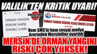 AMAN DİKKAT! VALİLİKTEN KRİTİK UYARI: “MERSİN’DE ORMAN YANGINI RİSKİ ÇOK YÜKSEK”