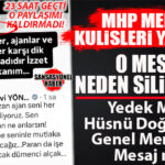 GÜNÜN OLAYI! MHP’DEKİ KRİZİN MERSİN AYAĞI PATLADI: MYK YEDEK ÜYESİ HÜSNÜ DOĞAN YÖNTER’İN O MESAJINI 23 SAAT BOYUNCA KALDIRMADI! KULİSLER YANIYOR, HÜSNÜ DOĞAN O MESAJI NEDEN SİLMEDİ?