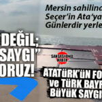 MERSİN SAHİLİNDE TEPKİ ÇEKEN GÖRÜNTÜ: ATATÜRK’ÜN VE TÜRK BAYRAĞININ YER ALDIĞI PARAVAN YERLERDE… GÜNLERDİR HEM DE!