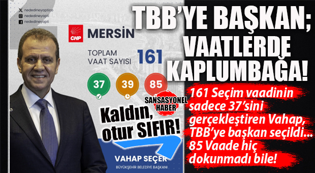 TBB BAŞKANI SEÇİLDİ AMA KARNESİ TARTIŞMA YARATTI: VAHAP SEÇER’İN VAATLERİ GERÇEKLEŞTİRME ORANI SINIFTA KALDI! 161 VAADİN 37’Sİ YAPILDI, 85’İNE DOKUNULMADI BİLE…