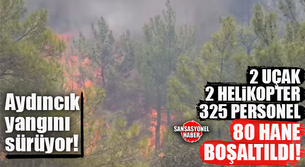 SON DURUM! AYDINCIK YANGINI SÜRÜYOR: 2 UÇAK,2 HELİKOPTER, 325 PERSONEL MÜCADELE EDİYOR! 80 EV BOŞALTILDI!