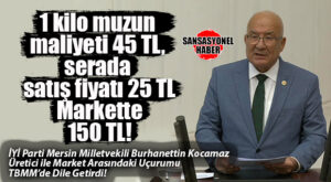 SERADA 25 TL, MARKETTE 150 TL! MUZDAKİ BÜYÜK UÇURUMU BURHANETTİN KOCAMAZ TBMM’YE TAŞIDI!