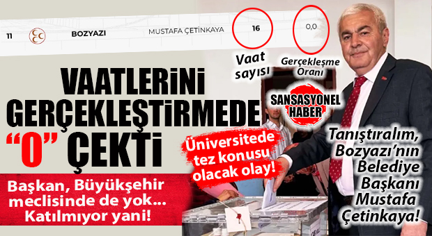 GÜNÜN ÜNİVERSİTE TEZ KONUSU! BOZYAZI BELEDİYE BAŞKANI MUSTAFA ÇETİNKAYA’NIN 2 YILLIK KARNESİ AÇIKLANDI: “VAATLER SIFIR ÇEKTİ”
